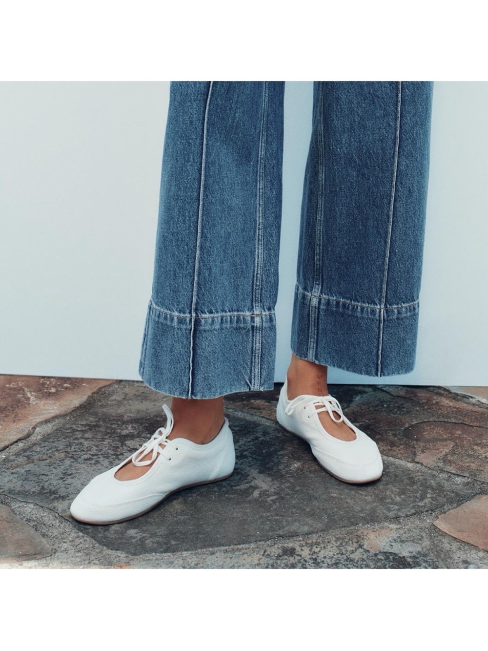 Zara Laced White Ballet Flats - 38 BNWT